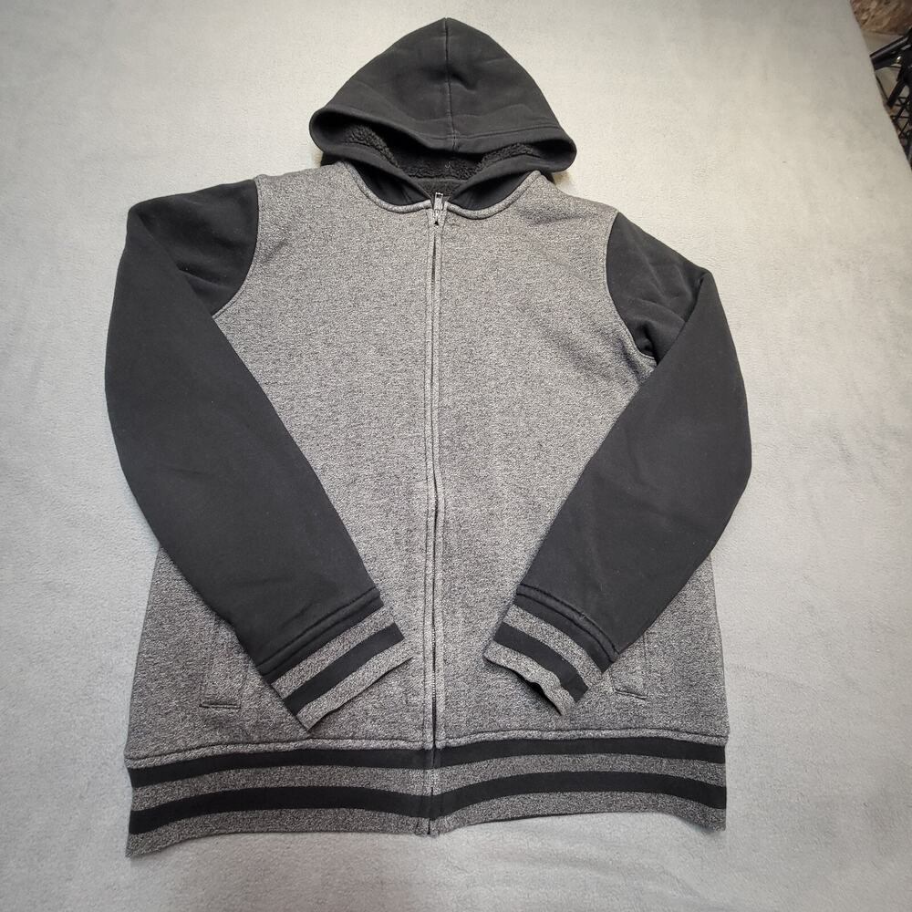 Hawk Hoodie Boys L Gray Sherpa Lined Full Zip Long Sleeve Sweatshirt‎